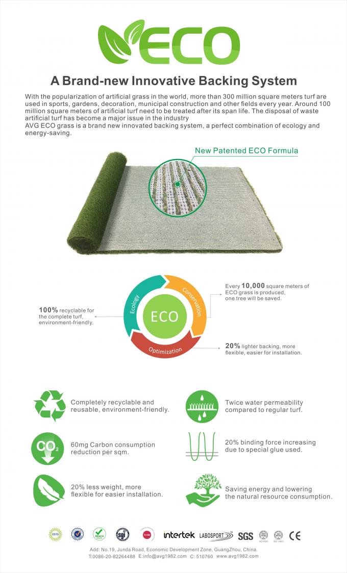 چمن مصنوعی فرش چمن مصنوعی 20 میلی متری برای چمن منظره باغ پشتی ECO 2