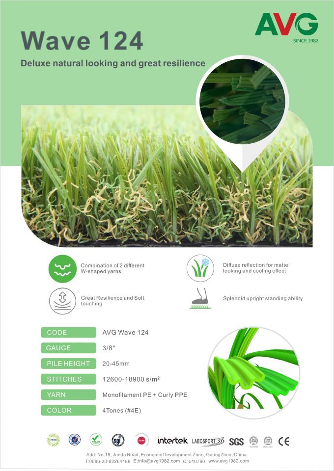 چمن مصنوعی محوطه سازی برای باغچه چمن منظره باغ با پشتوانه ECO 100% قابل بازیافت 0