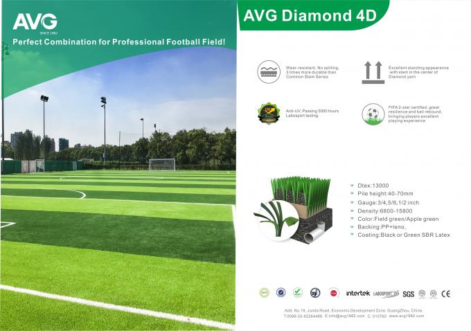 چمن مصنوعی فوتبال با مقاومت در برابر سایش ارتفاع 60 میلی متر سازگار با محیط زیست 0