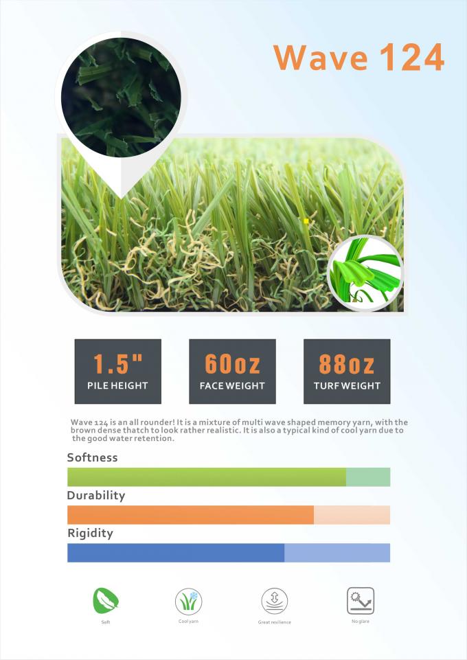 سرب چمن مصنوعی 20 میلی متری باغ بدون نصب آسان ISO 14001 0